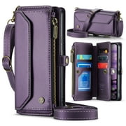 ShieldPlus Wallet Case for Google Pixel 9 / Pixel 9 Pro (2024), RFID Blocking Wallet Case Crossbody for Women Men,PU Leather Magnetic Flip Zipper Strap Phone Case for Pixel 9 / 9 Pro 6.3 Inch,Purple